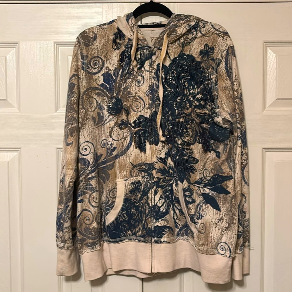 * Maurice’s Jacket
* Size 2
* Tan and blue
* Rhinestones